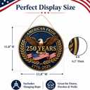 3 x 250th Anniversary Door Sign - 1776-2026 USA Semiquincentennial Patriotic Wreath, 4th of July Wooden Door Hanger, Independence Day Wall Decor for Home Front Porch Outdoor Hanging Ornament - D02