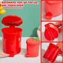 Tessco for you 2 Pieces Strawberry Desk Trash Can Cute Mini Countertop Trash Can with Lid Kawaii Small Garbage Plastic Waste Bin with Sticker for Car Office Home Bedroom Bathroom Kitchen Decor(Red)