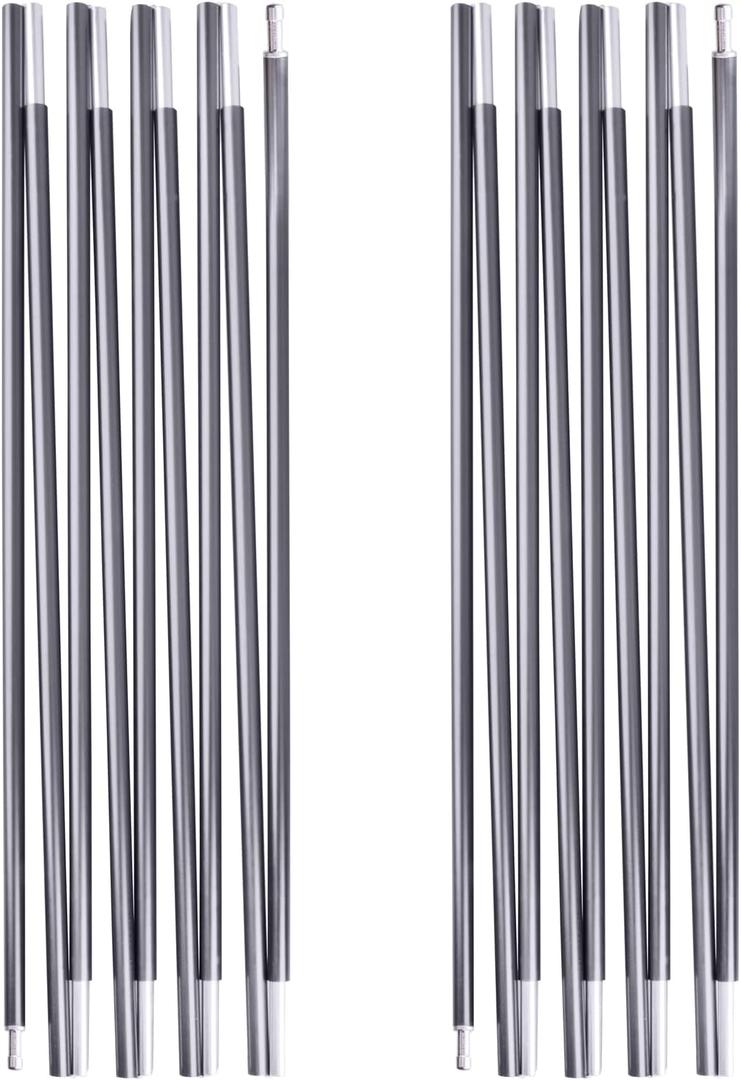 TRIWONDER Tent Poles Replacement Aluminum Camping Rod Accessories Pre-Assembled Tent Pole Repair Kit, 2 Pcs (16.3ft (4.96m), Gray)