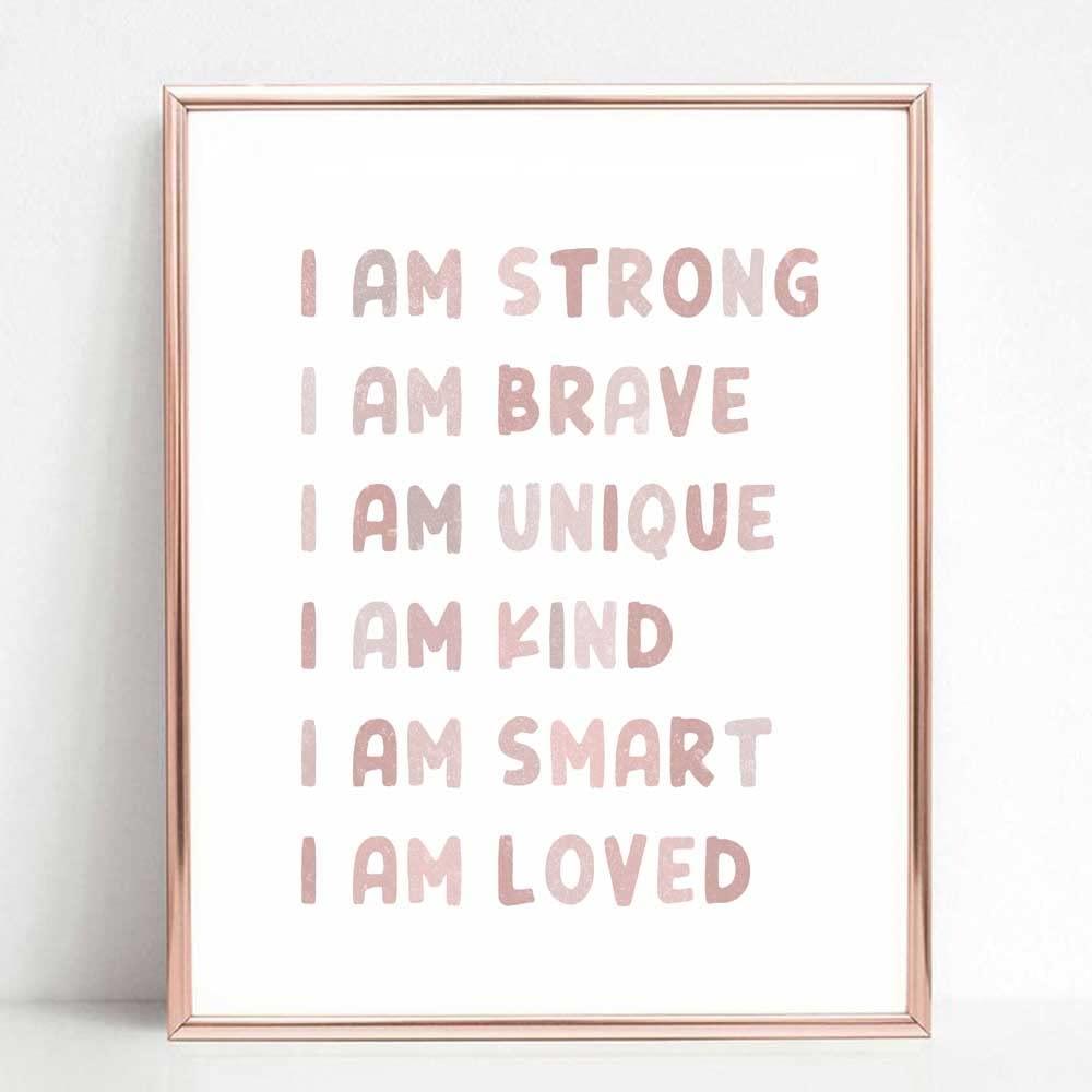 Girl Boho Nursery Decor, Girls Room Pink Decor, Inspirational Quotes, Positive Affirmations, Nursery Gift, Baby Room Wall Decor, Playroom Wall Decor, No Framed (11X14 INCH)