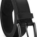 Mens Belts Leather 35mm for Jeans - Tough at Work, Sharp Daily | Genuine Leather, Durable Buckle, Casual Occasion, Everyday Dress, Classic Style, Handmade, Gift Box, Carbon Black / Gun, 32 (Fits Waist 30"-31")