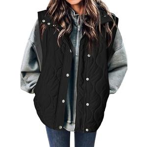 Zeagoo Puffer Vest Women Sleeveless Quilted Jacket Lightweight Snap Zip Up Stand-up Collar Down with Pockets Outerwear (Size L)