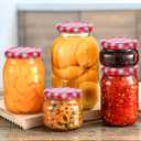 Veemoon 40pcs Regular Mouth Mason Jar Iron Lids Jam Canning Sealing Lids Red White Checked Canning Screw Caps for Sauce and Food Jelly Storage Bottle (2.48/2.28 Inch)