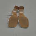 Women's Square Open Toe Heeled Sandals Two Strap Mules Slip On Block Chunky Mid Heels Sandals (8, White)