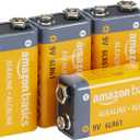 Amazon Basics 4-Pack 9V Long-Lasting Alkaline Batteries for Smoke Detector, Electronics & Audio, 5-Year Shelf Life