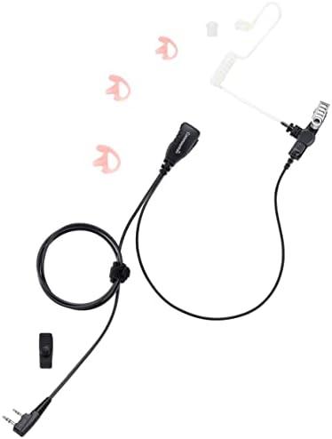 commountain Earpiece with PTT/Mic Compatible for Kenwood Baofeng SAMCOM BTECH Retevis Walkie Talkies Radios and BF-F8HP UV-82HP UV-5R UV82 UV82C UV5X3 TK NX, Acoustic Tube Headset, 2 Pin Style