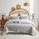 Gray Twin Quilt Cotton Twin Quilt Bedding Set2-Pieces Quilted with Grey Stripe Coverlet Lightweight Grey Bedding Comforters with 1 Pillow Sham