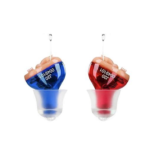 Hearing Aids, Hearing Amplifier, CIC Hearing Amplifiers for Seniors Battery Operated Hearing Aid Mini Sound Enhancer Listening Amplifiers to Assist Hearing(Red&Blue)