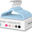 BAGAIL 50 Pack Kids Velvet Hangers 11 Inches Children's Clothes Hangers Non-Slip Baby Hangers for Infant/Toddler, Blue