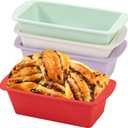 Mini Silicone Bread Loaf Pan, Non-Stick Bread Pans for Baking,Flexible Silicone Baking Molds for Bread, Cake, Meatloaf Size: 7.5''L x 3.7''W x 2.1''H (4PCS-Red+Green+White+Purple)