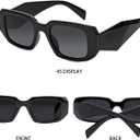 Trendy Rectangle Sunglasses for Women Men Square Retro Vintage Hexagon Glasses 90S Y2K Shades Aesthetic Accessories (1 Pack- Black)