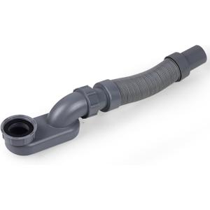 Flexible Freestanding Tub Drain Kit, Low Profile Flat P Trap for 1 1/2" Bathtub & Shower Drain Pipe, Easy Install, Fits Freestanding Bath Tubs, PVC Drain Hose Included