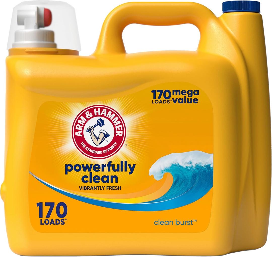 ARM & HAMMER Liquid Laundry Detergent, Clean Burst Fresh, 170 fl oz, 170 Loads