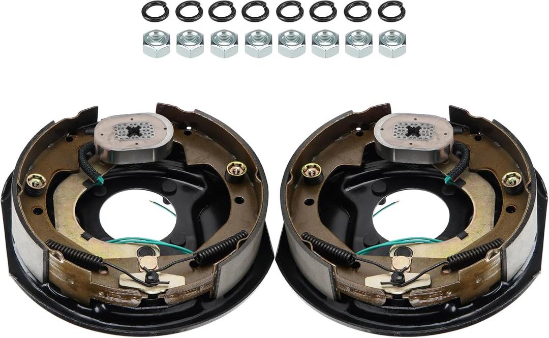 Youxmoto 10" X 2-1/4" Trailer Electric Brake Assembly (1 Right Hand+ 1 Left Hand), 4 Hole Mounting for 3,500 lbs to 4,000 lbs Trailer Axles Brakes Kits.
