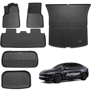 Pedigree 2025-2026 3D TPE All-Weather New Floor Mats for Tesla Model Y Juniper -Custom Fit 6-Piece Set with Trunk Liner Heavy Duty,Odorless Rubber Protection