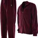 ChoiceApparel Mens Velour Tracksuit with Zippered Pockets (204-Burgundy, Large)