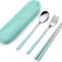 Travel cutlery set, 18/8 stainless steel cutlery, Reusable utensils set with case, Portable Silverware Lunch Box for Camping and Office 