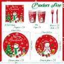Christmas Paper Plates And Napkins, 144pcs Red Christmas Plates Set Snowman Xmas Tree Disposable Tableware for Winter Theme christmas Holiday Supplies,Serves 24