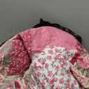 Romantic Patchwork Quilt Set Oversized King Size,Reversible Bedspread Coverlet 3-Piece,Floral Bed Cover Set with Pillow Shams,Lightweight Microfiber Bedding Set for All Season (Hot Pink,114x102)