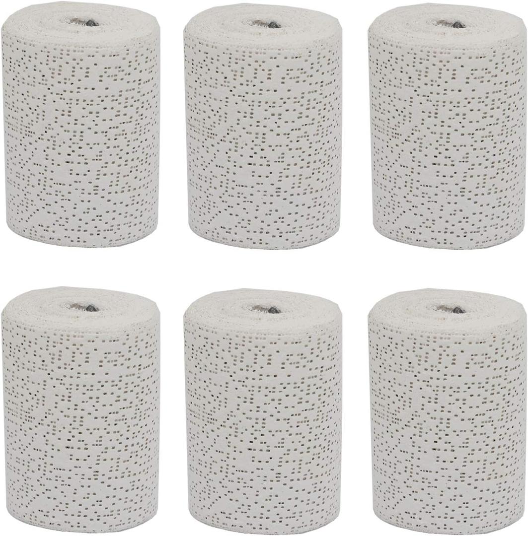 6 Pack White Plaster Cloth Gauze Bandages Rolls for Art Project, Belly Cast, Mask Making, Sculptures, Body Casts, Craft Projects, Scenery Construction - Each Roll 4 inch x 15 Feet (Total 90ft Long)