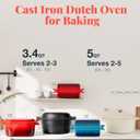 2 IN 1 Cast Iron Bread Loaf Pan with Lid, 3.4QT 9x5 Inch Dutch Oven for Bread Baking, Even Heating Bread Oven, Enameled Bread Pan for Homemade Sourdough Bread Baking & Versatile Cooking, Red