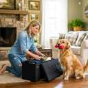 HAUSFRAU Ottoman with Storage Bench Folding Foot Rest Stool Teal