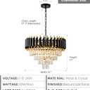 Modern Chandelier Gold and Black Crystal Chandeliers 4-Tier 20 Inch Round Hanging Crystal Pendant 7 Lights Fixture for Dining Room Bedroom Living Room Farmhouse, Clear