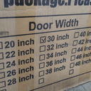 SmartStandard 30 x 84 in Glass Barn Door with 5FT Sliding Hardware Kit & Handle, Pre-Drilled Ready to Assemble, Waterproof PVC Coating, White, 5-Panel Glass