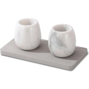 Electric Toothbrush Holder, Toothbrush Holders Travel Set with Tray and Bag, 2 Pcs Marble Electric Toothbrush Holder for Bathroom (White)