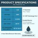 Pump, Deep Well Submersible Pump, 1 Hp, 230V, 33 Gpm, 207 feet, Stainless Steel, Long Life