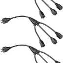 DEWENWILS Extension Cord Splitter 1 to 3, 18 Inch 16/3 Heavy Duty SJTW Wire, 3 Prong Outdoor Power Splitter for Halloween Decor Christmas Lights, ETL Listed, Black, Pack of 3