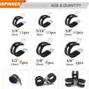 ISPINNER 52pcs Cable Clamps Assortment Kit, 304 Stainless Steel Rubber Cushion Pipe Clamps in 6 Sizes 1/4" 5/16" 3/8" 1/2" 5/8" 3/4"