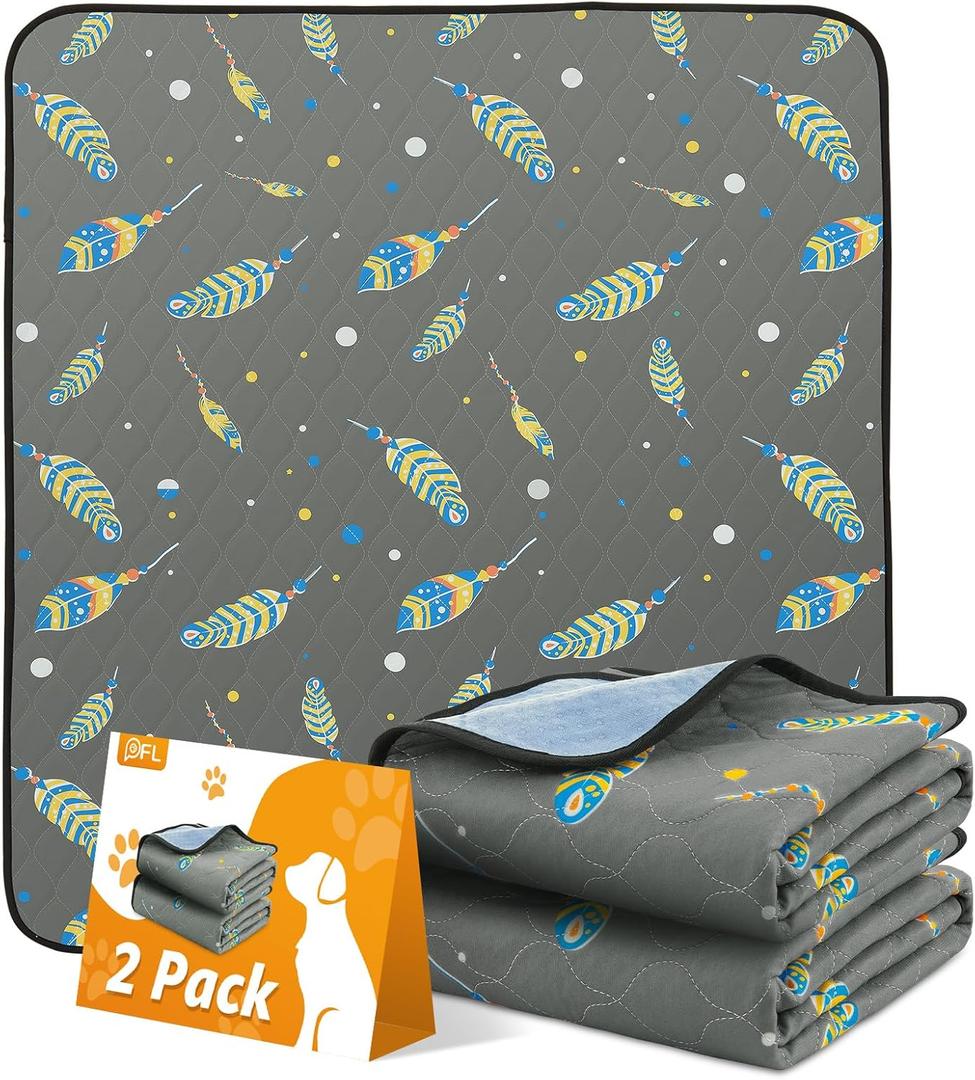 Dog Pee Pads Washable: 2 Pack Reusable Puppy Pads, Reusable Pee Pads Waterproof & Leakproof Puppy Pad, Non-Slip Whelping Pee Pads & Puppy Potty Training Pad for Floor, Playpen,Crate, Couch, 31x36 Inch (Gray)
