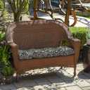 Arden Outdoor Wicker Settee Cushion, 41.5 x 18, Rain-Proof, Fade Resistant Black Aurora Damask