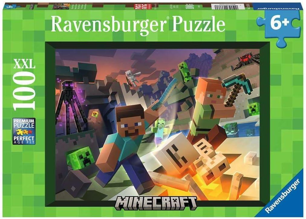 Ravensburger - Monster Minecraft - 100 Piece Jigsaw Puzzle - XXL Pieces for Easy Assembly - Exciting, Minecraft Villain Imagery - Premium Quality - Ideal Gift - Screen-Free Fun - Children Age 6+ (20 x 14 inches (50 x 36 cm) when complete.)