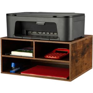 Printer Stand Shelf with Storage Wood Desk Paper Organizer for Home/Office, Printer Riser, 2 Tier