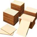 100 Pieces Wood Rectangles for Crafts 3 x 2 Inch Blank Wood Pieces Unfinished Blanks Round Corner Wooden Cutout Tile Small Wooden Sheets for DIY Craft Project Engraving Decoration