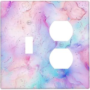 Light Switch Cover Plate Pink Purple Abstract Marble Modern 2 Gang Outlet Covers 1 Toggle 1 Duplex Wall Plate Electrical Switch Plate Covers for Bathroom Bedroom Decor