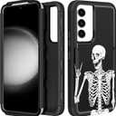 for Samsung Galaxy S24/S25 Case for Women - Cute Phone Cover Cool Aesthetic Unique Design Teen Black Skeleton Heavy Duty Protective Shockproof Funda Samsung S24/S25 Case