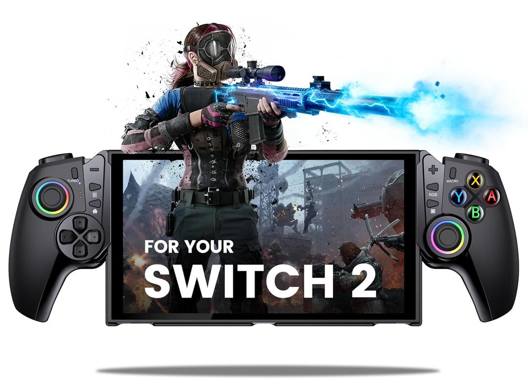 Switch 2 Controller - Hall Effect Joystick (No Drift) - One Piece Switch Joypad Replacement to Switch 2 Pro Controller with Ergonomic Grip & Built-in Kickstand -Turbo/Macro/6 Game Card Slot | Compatible with Switch 2 Only