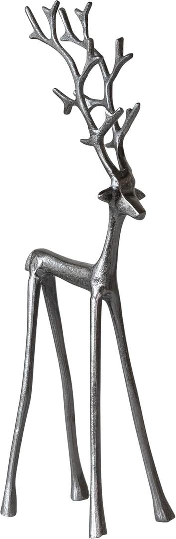 Creative Co-Op Thin Shaped Cast Aluminum Reindeer, Gunmetal Finish (17.5" H)