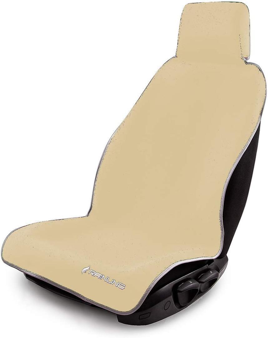 Car Seat Protector Cover Neoprene Premium Durable Quality Waterproof Universal Fit Without Brackets Non-Slip Water Resistant (Beige)