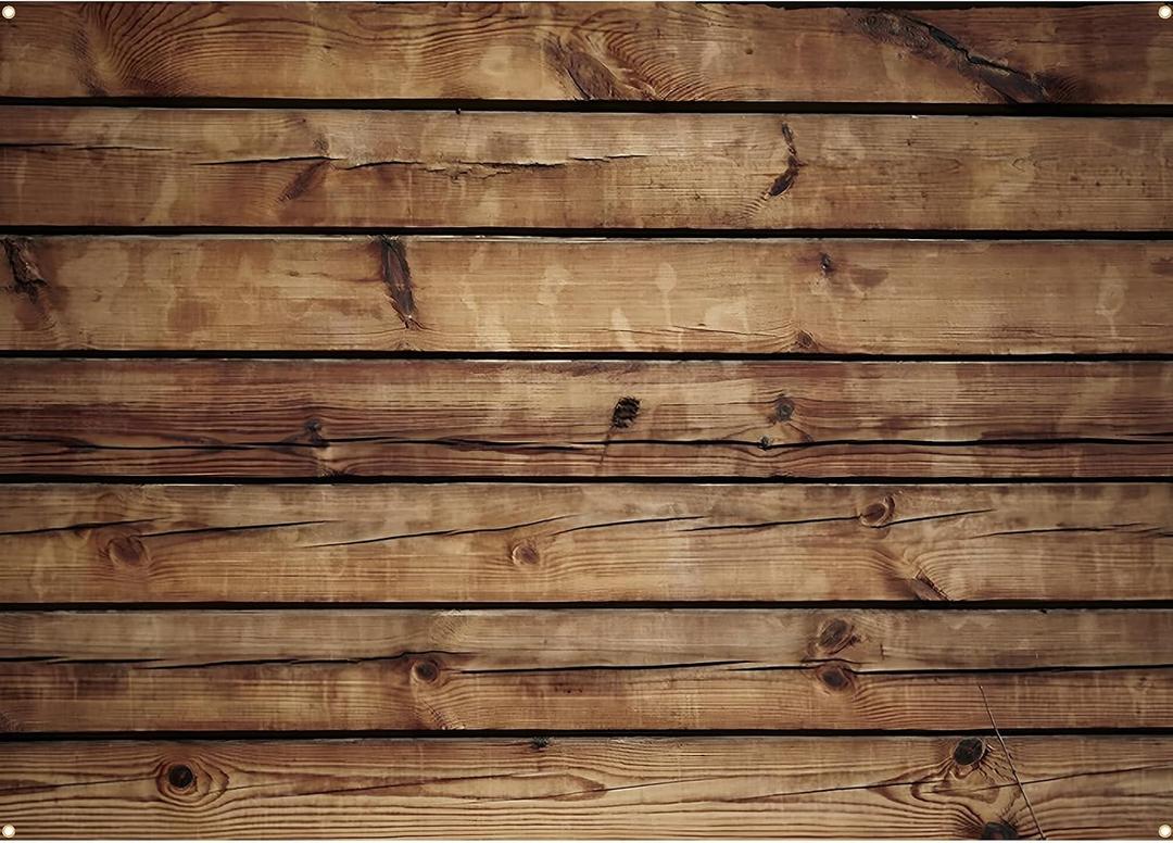 Peryiter Wood Backdrop Wooden Wall Background Rustic Backdrop Durable Polyester Fabric Photography Supplies for Party, Wedding Baby Photoshoot(8 x 6ft,Brown)
