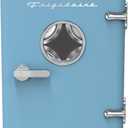 Frigidaire Retro Mini Personal Fridge Cooler, Holds up to 9 Cans, Portable for Car, Office, Bedroom, Dorm Room, or Cabin, Includes 110V AC and 12V DC cords - 11.8"D x 7.1"W x 10.1"H, Blue