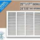 Fits 24x16 Duct Opening | Steel Return Air Grille by Handua | Vent Cover Grill for Sidewall and Ceiling | White | HVAC Cold Air Intake Grille | Outer Dimensions: 25.75"W X 17.75"H