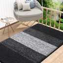 Kitinjoy Indoor Outdoor Door Mat, 48x32 Non-Slip Absorbent Dirt Trapper, Low-Profile Washable Inside Entrance Front Floor Mat, Sturdy Soft Entry Doormats for Entryway, Black