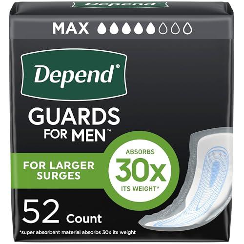 Depend Guards Incontinence Pads for Men, Maximum Absorbency, 52 Count,