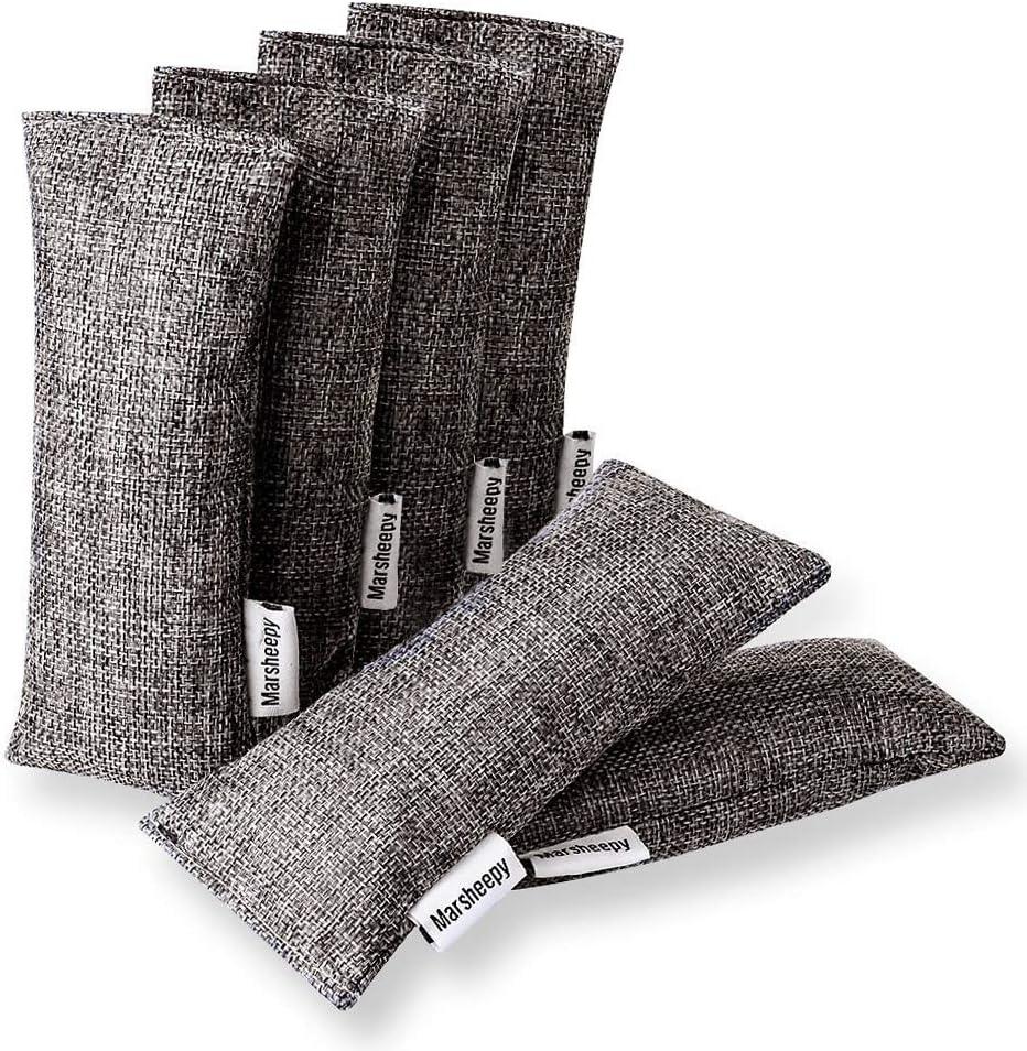 Marsheepy Natural Bamboo Charcoal Bags, Shoe Deodorizer and Odor Remover / Eliminatorr, 100% Smell Remover (60g X 6 PACK) (Gray)