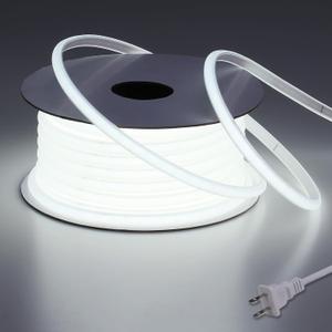 AC 110V COB LED Strip Lights Outdoor Waterproof 65.6ft, 6000K Cool White Super Bright 200W CRI 90+ LED Rope Light, IP65 Flexible Cuttable, for Bedroom Garden Commercial House