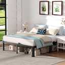 14 Inch Full Size Metal Bed Frame,3500LBS Heavy Duty Noise-Free Bedframe with Mattress Retainers,Headboard Compatible,No Box Spring Needed,Under-Bed Storage,Easy Assembly,Round Feet